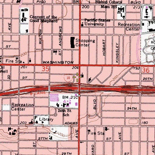 Topographic Map of City of Los Angeles Fire Department Station 26, CA