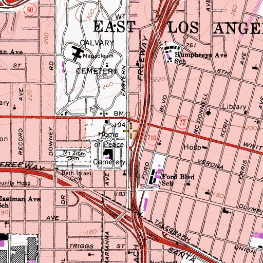 Topographic Map of Los Angeles County Fire Department Station 3, CA