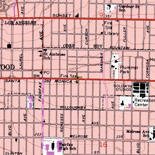 Topographic Map of Los Angeles County Fire Department Station 8, CA