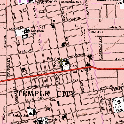 Topographic Map of Los Angeles County Fire Department Station 47, CA