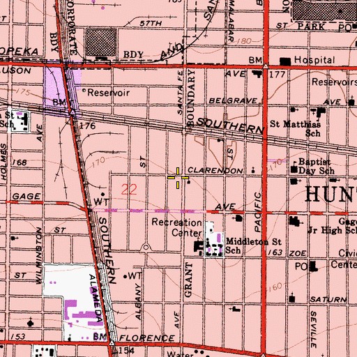 Topographic Map of Los Angeles County Fire Department Station 164, CA