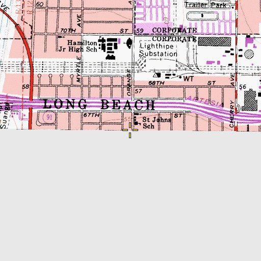Topographic Map of Long Beach Fire Department Station 12, CA