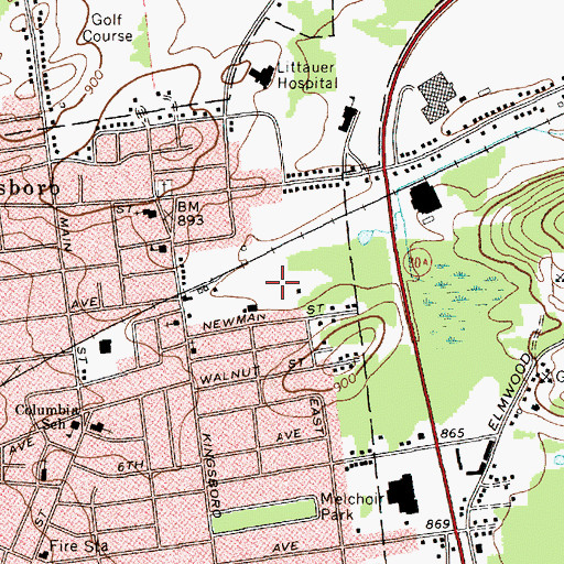 Topographic Map of Darling Field (historical), NY