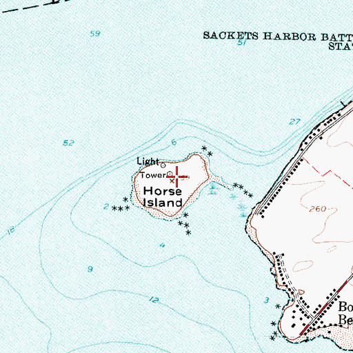 Topographic Map of Sackets Harbor Lighthouse, NY
