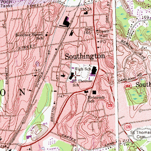 Topographic Map of Saint Thomas School, CT