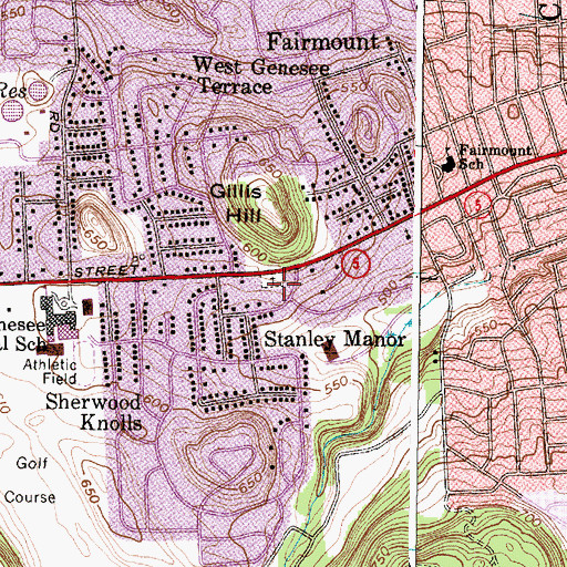 Topographic Map of Fairmont Rural Cemetery, NY