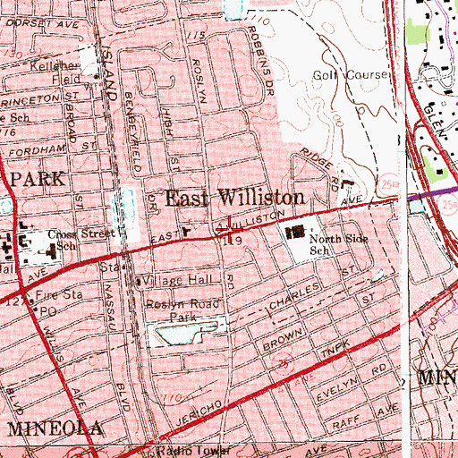 Topographic Map of East Williston Baptist Church, NY