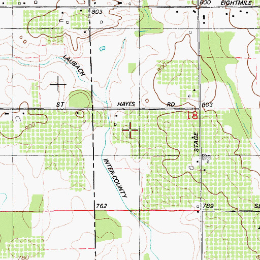 Topographic Map of Laubach Inter-County Drain, MI