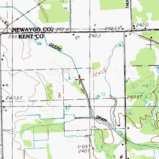 Topographic Map of Geers Drain, MI