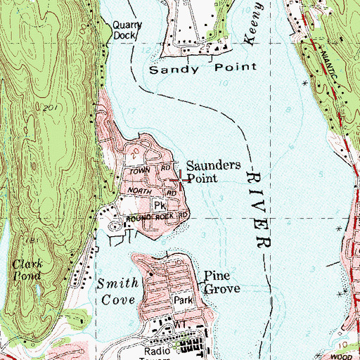 Topographic Map of Saunders Point, CT