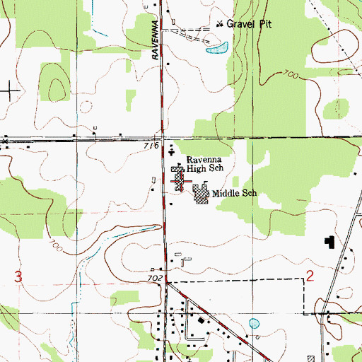 Topographic Map of Ravenna High School, MI