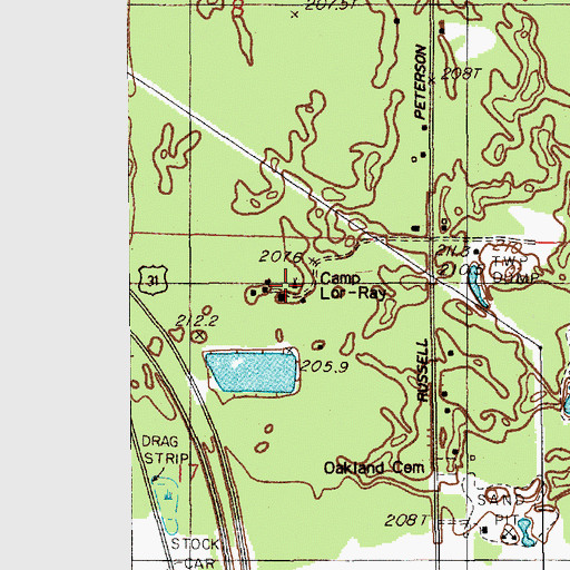 Topographic Map of Camp Lor-Ray, MI