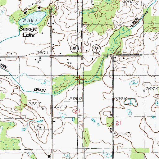 Topographic Map of Lynn Drain, MI