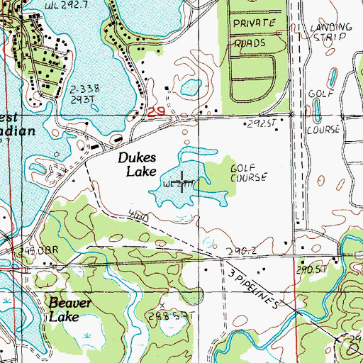 Topographic Map of Dukes Lake, MI