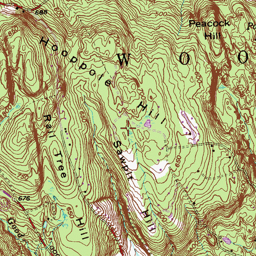 Topographic Map of Sawpit Hill, CT