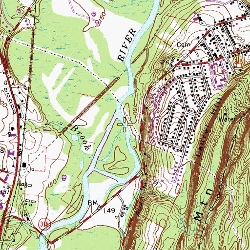 Topographic Map of Saxton Brook, CT