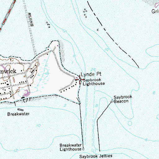 Topographic Map of Saybrook Lighthouse, CT