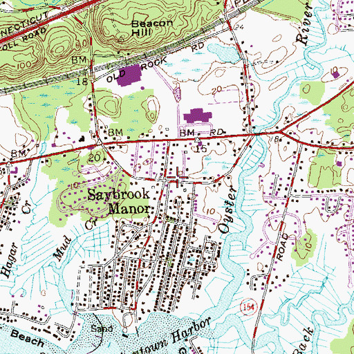 Topographic Map of Saybrook Manor, CT