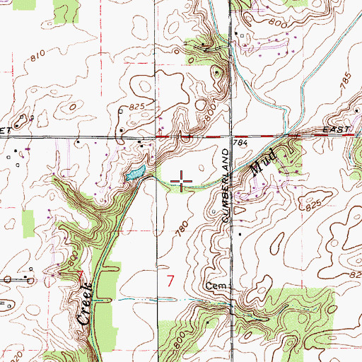 Topographic Map of Cumberland Park, IN