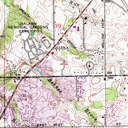 Topographic Map of Roxbury Pines, IN