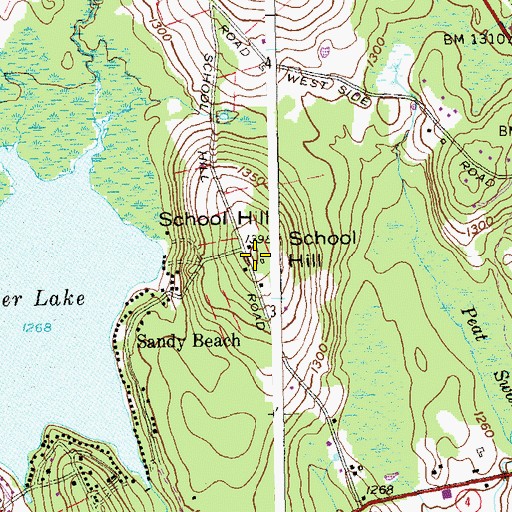 Topographic Map of School Hill, CT