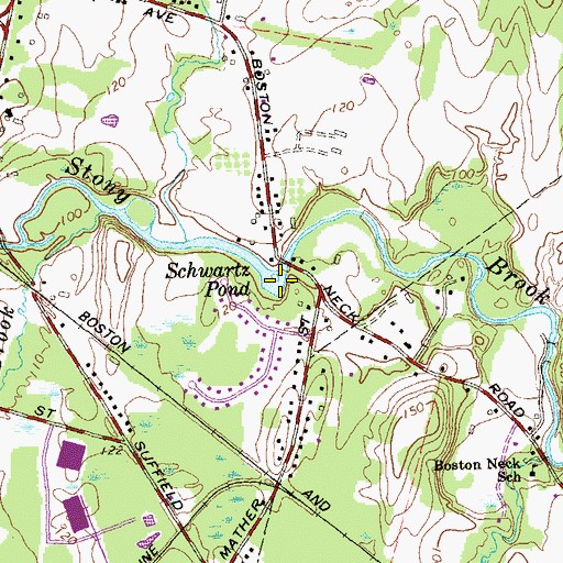 Topographic Map of Schwartz Pond, CT