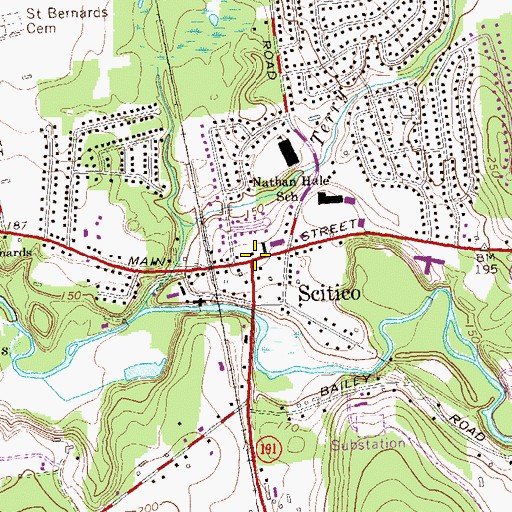 Topographic Map of Scitico, CT