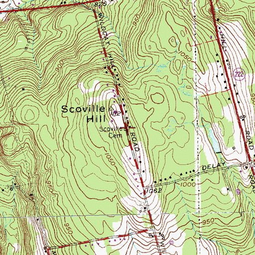 Topographic Map of Scoville Cemetery, CT