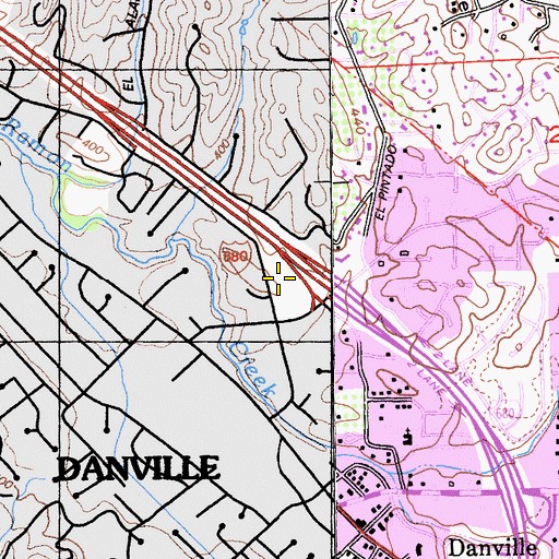 Topographic Map of Danville City Hall, CA