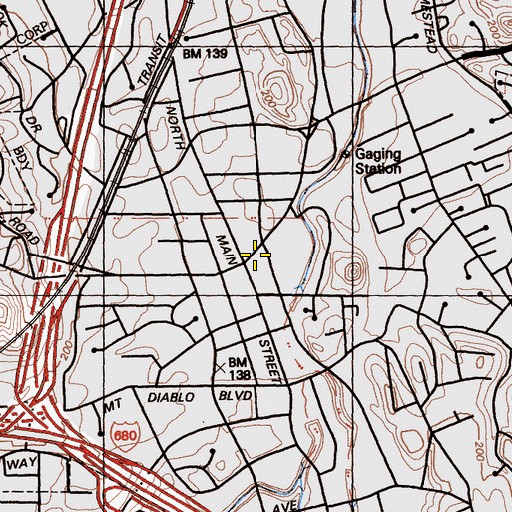 Topographic Map of Walnut Creek City Hall, CA