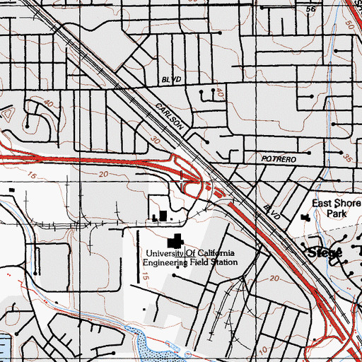 Topographic Map of Exit 10B, CA