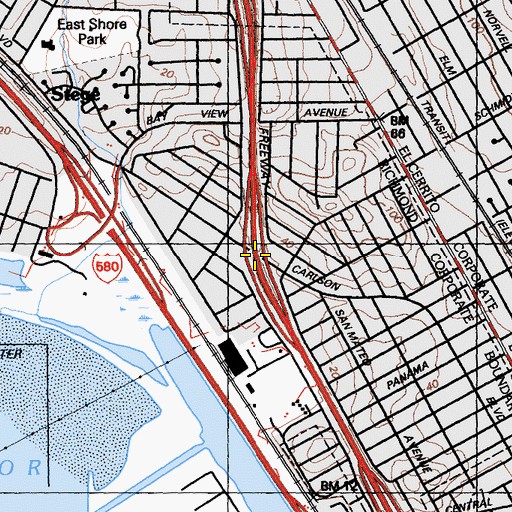 Topographic Map of Exit 14B, CA