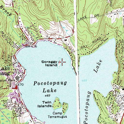 Topographic Map of Scraggy Island, CT