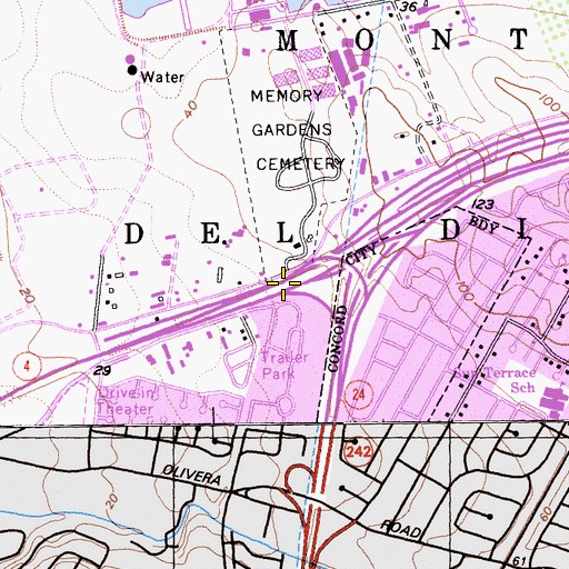 Topographic Map of Exit 15A, CA