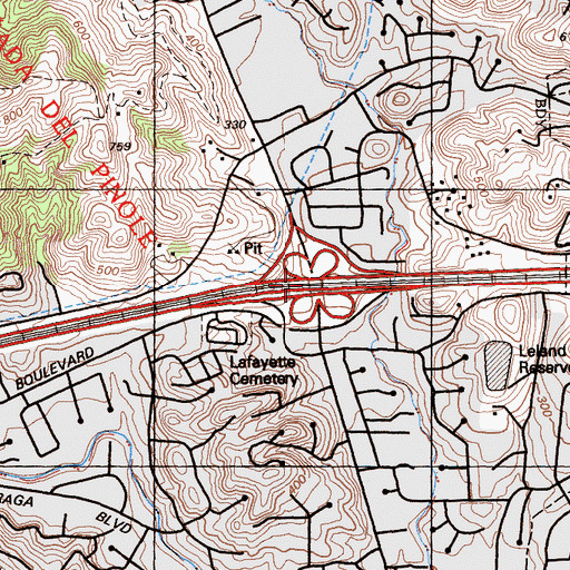 Topographic Map of Exit 14, CA