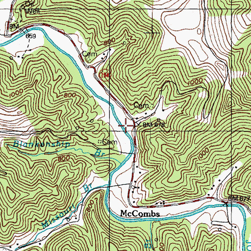 Topographic Map of McKinney Branch, KY