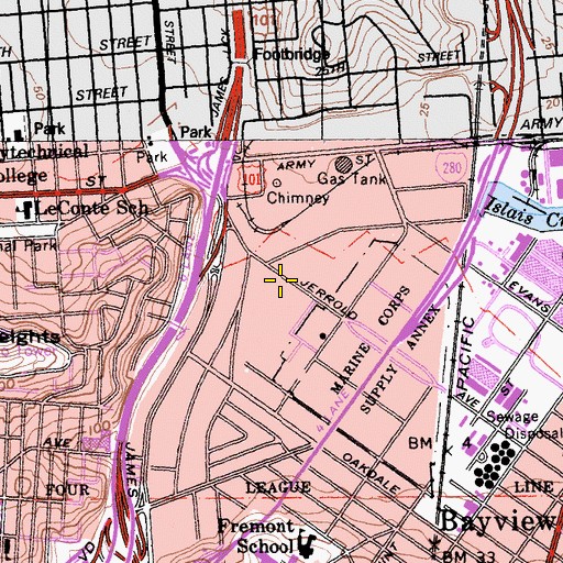Topographic Map of San Francisco Fire Department Station 9, CA