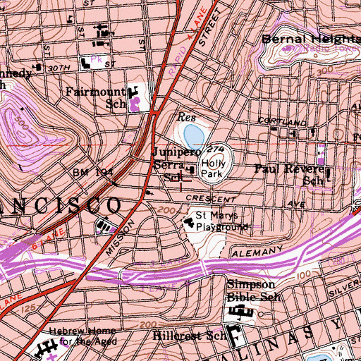 Topographic Map of San Francisco Fire Department Station 32, CA