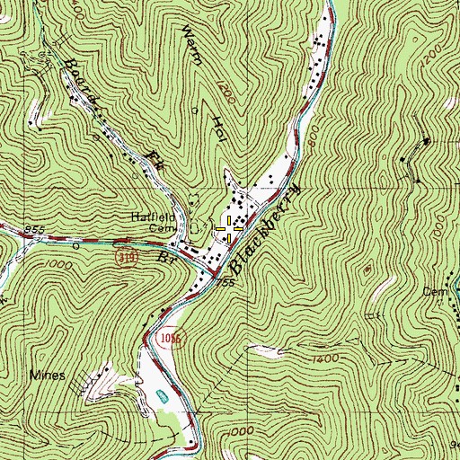 Topographic Map of Stickrock Hollow, KY