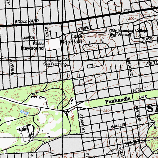 Topographic Map of Kendrick Hall, CA
