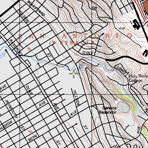 Topographic Map of Castlemont High School, CA