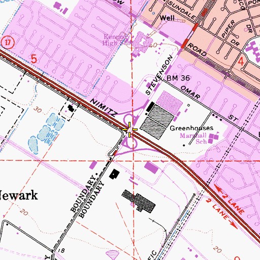 Topographic Map of Exit 16, CA