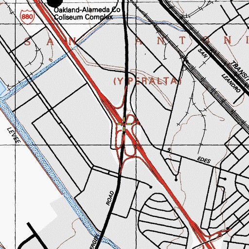 Topographic Map of Exit 36, CA