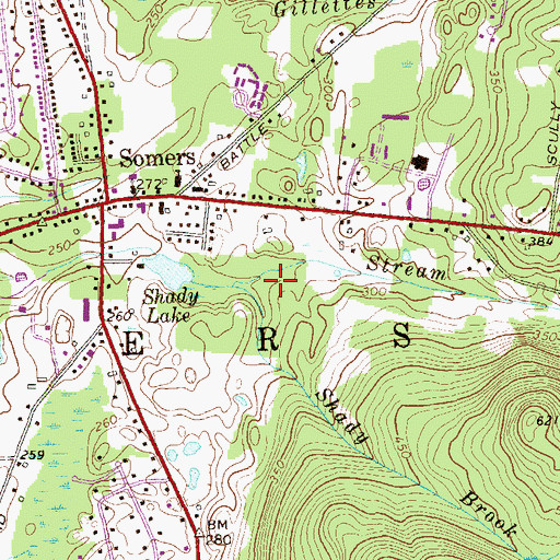 Topographic Map of Shady Brook, CT