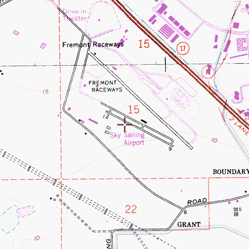 Topographic Map of Sky Sailing Airport (historical), CA