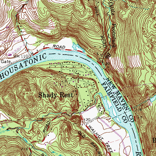 Topographic Map of Shady Rest, CT