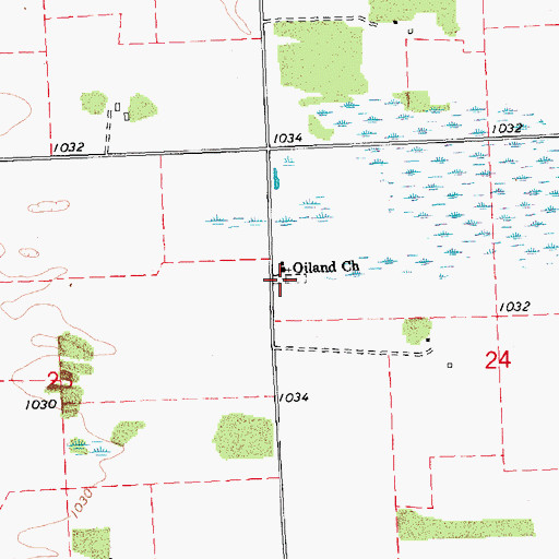 Topographic Map of Oiland Cemetery, MN
