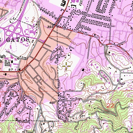 Topographic Map of Worcester Park, CA