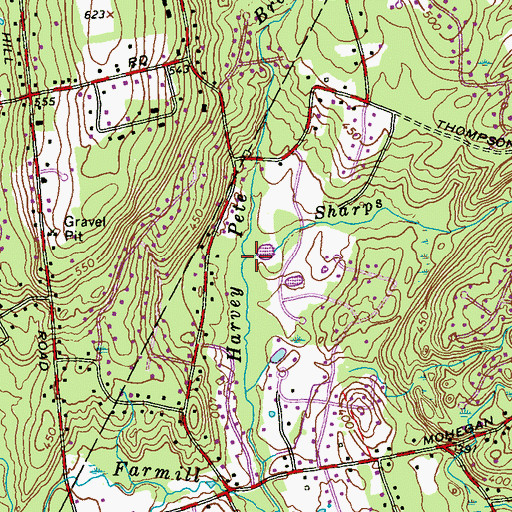 Topographic Map of Sharps Brook, CT