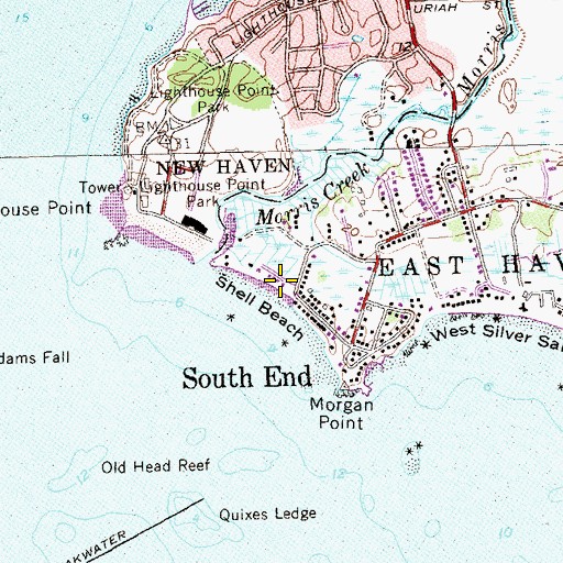Topographic Map of Shell Beach, CT